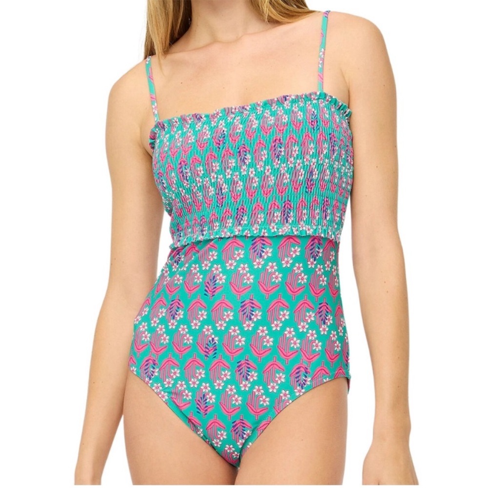J. Crew NWT Smocked one-piece swimsuit